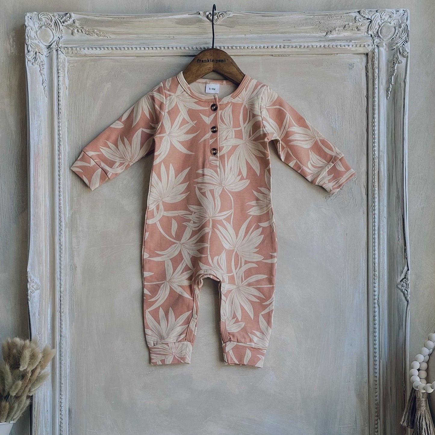 100% Cotton Baby Long-sleeve Jumpsuit Hawaiian Print