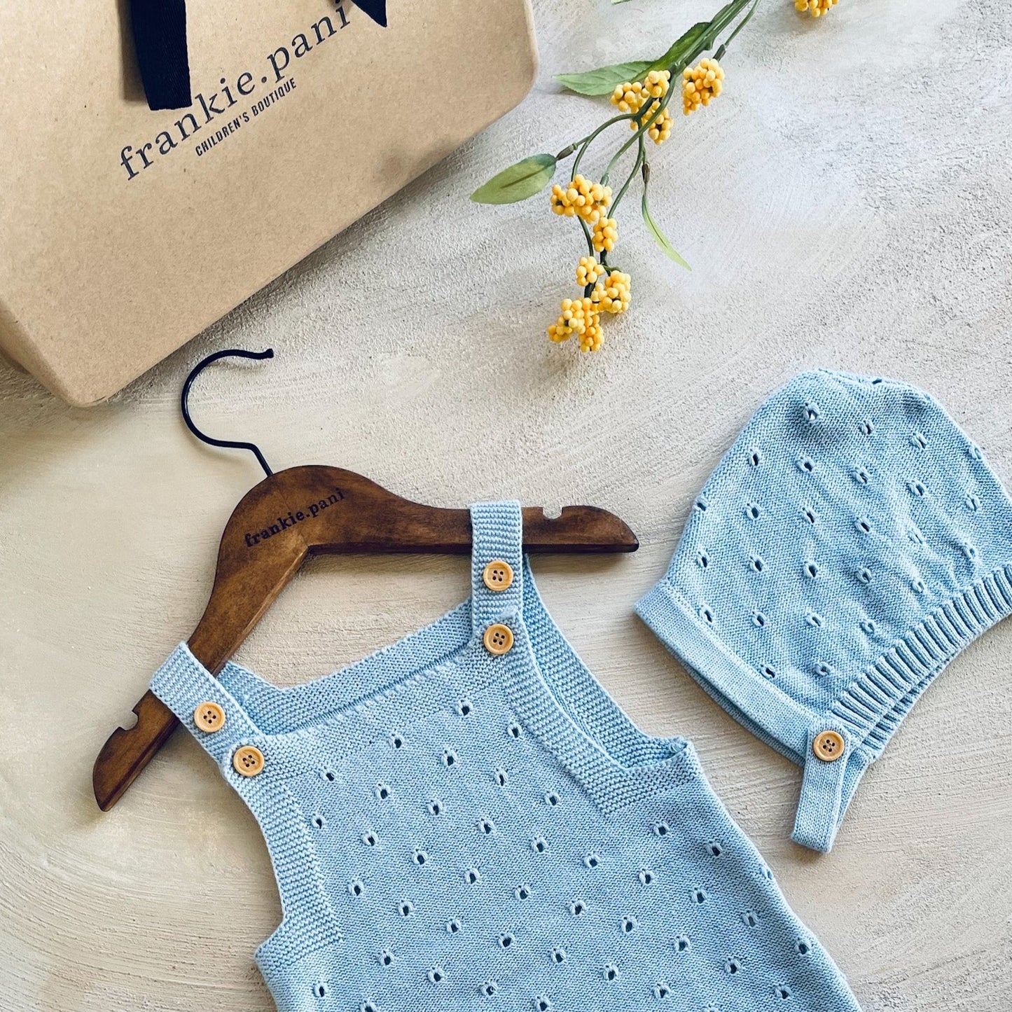 2 Piece 100% Cotton Baby Knitted Set Summer Sleeveless Romper and Hat