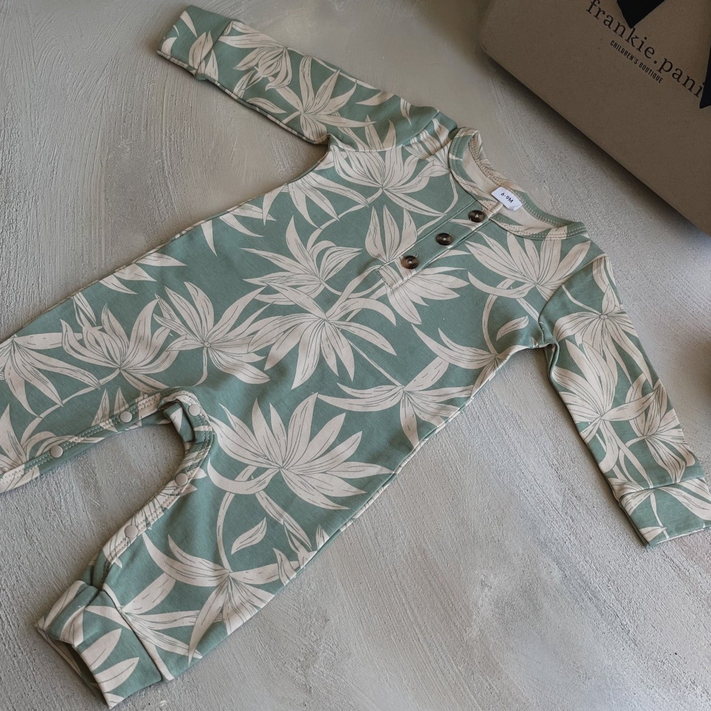 100% Cotton Baby Long-sleeve Jumpsuit Hawaiian Print